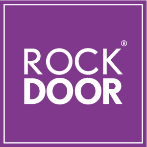 rockdoor-logo -Manufacturer logo with white lettering inside a purple square border
